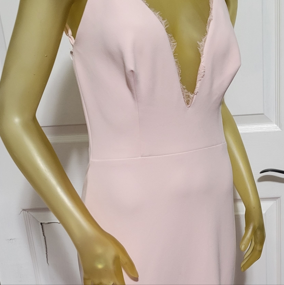 Katie may light pink deep V neck Gown  M